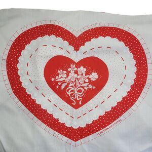 4 Spring Mill Cut & Sew Heart Pillow Panels Vintage Red White Floral Valentines